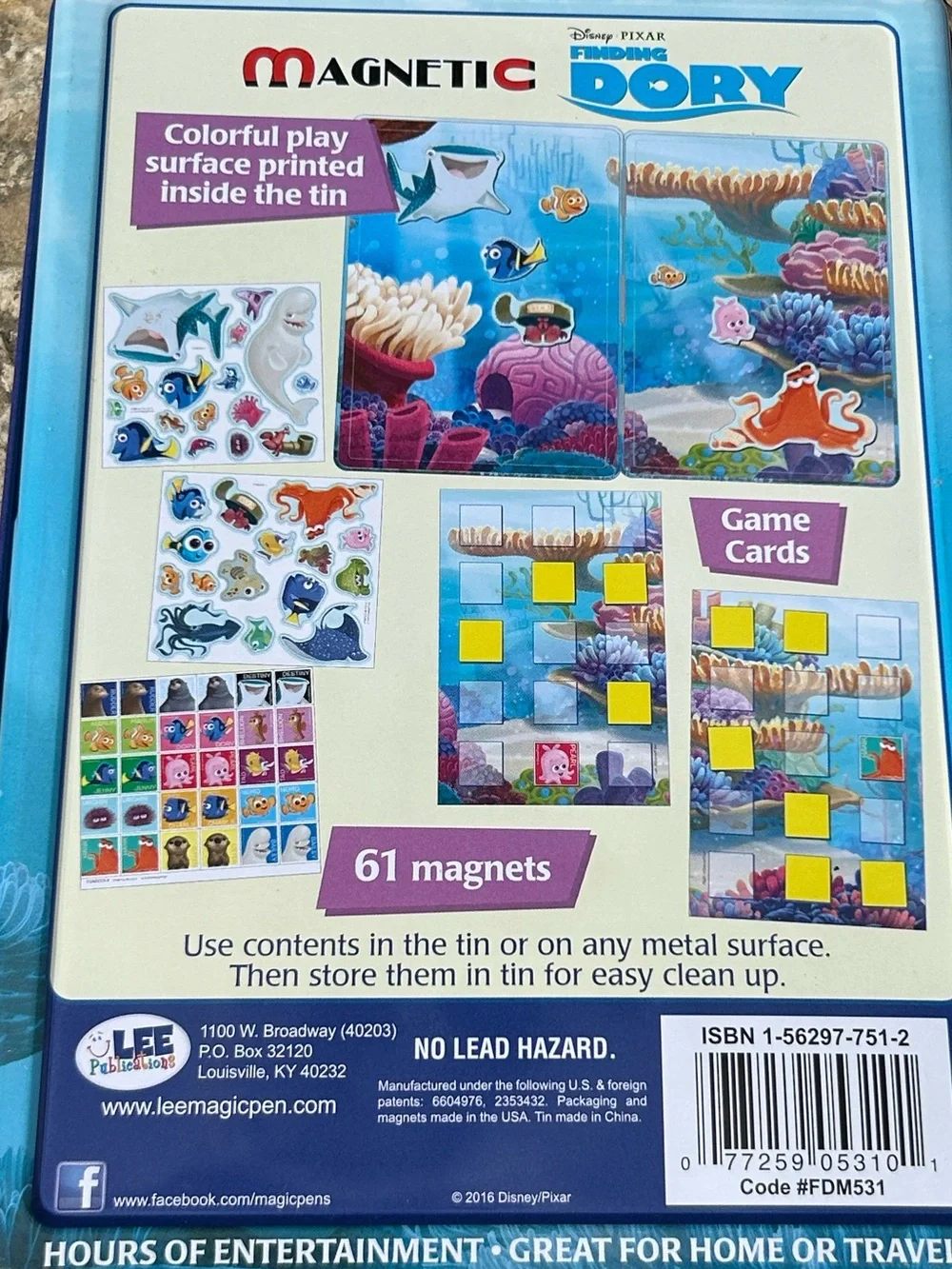 🩶5/$30 Disney Finding Dory Travel Activity Magnetic Tin & Game Card Travel Set